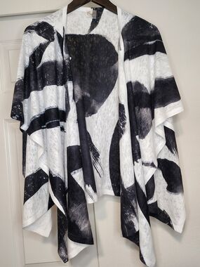 ET' LOIS - Abstract Brushstroke Open Front Ruana